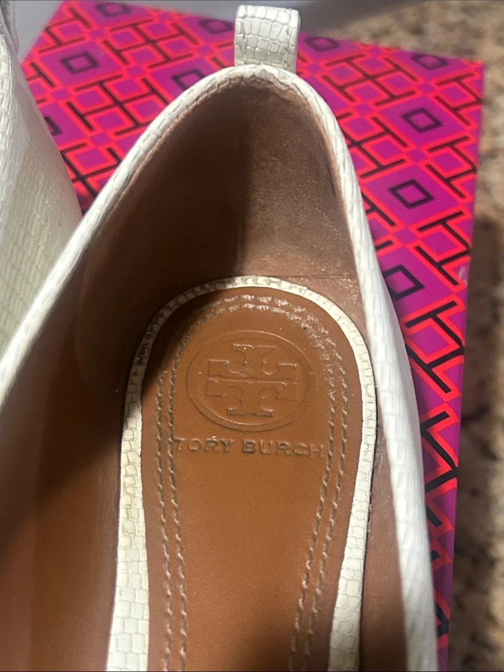 Tory Burch cream leather flats